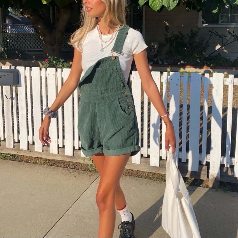 Princess Polly Olive Corduroy Short Overalls